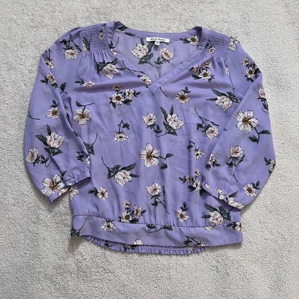 Black Rainn V-neck Floral Blouse M
